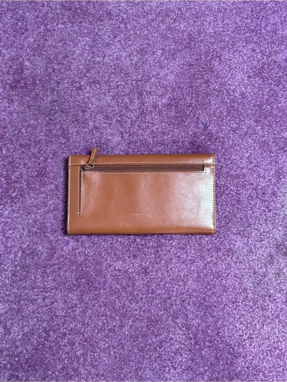 mundi Tan Leather Flap Wallet